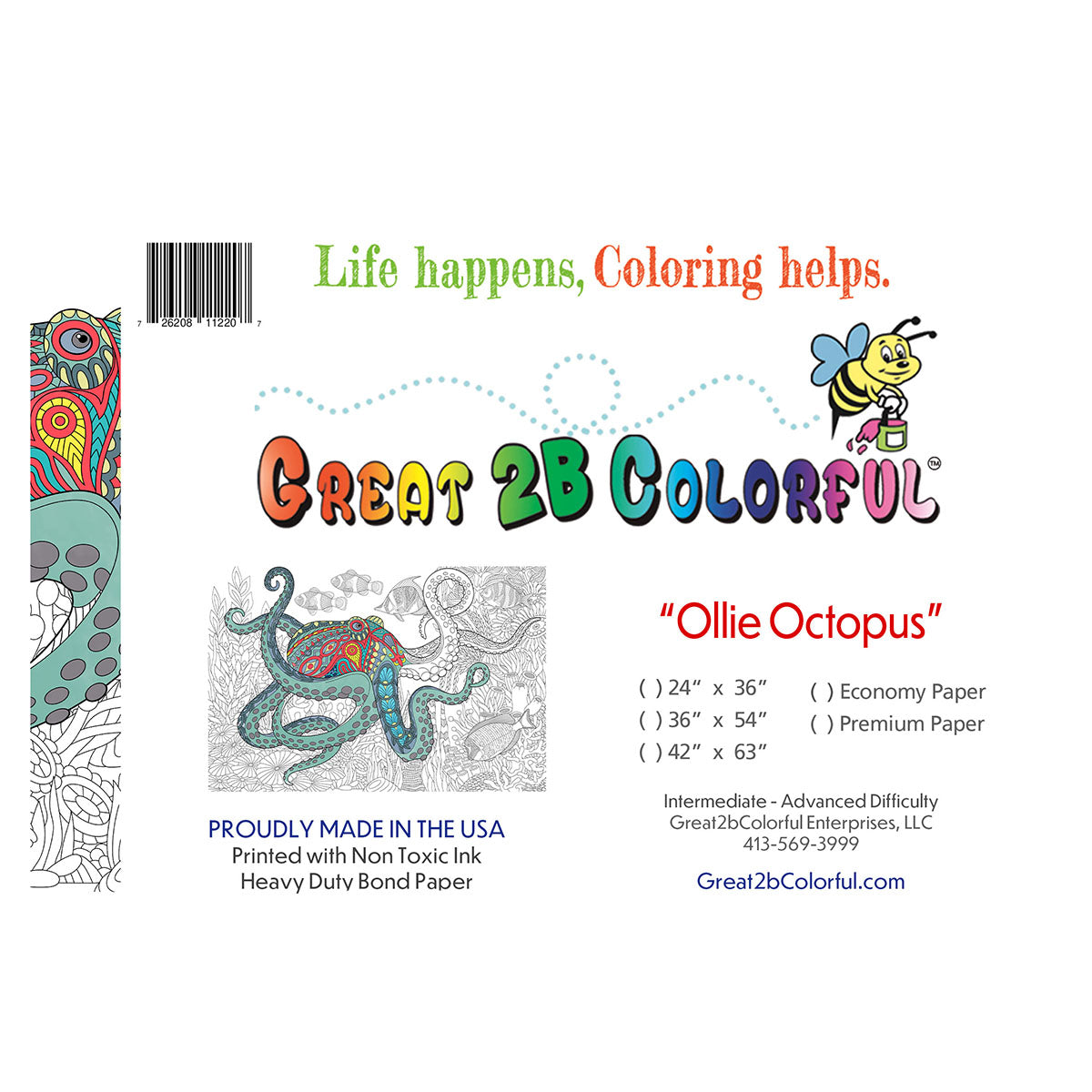 Great2bColorful - "Ollie Octopus" Huge Coloring Posters
