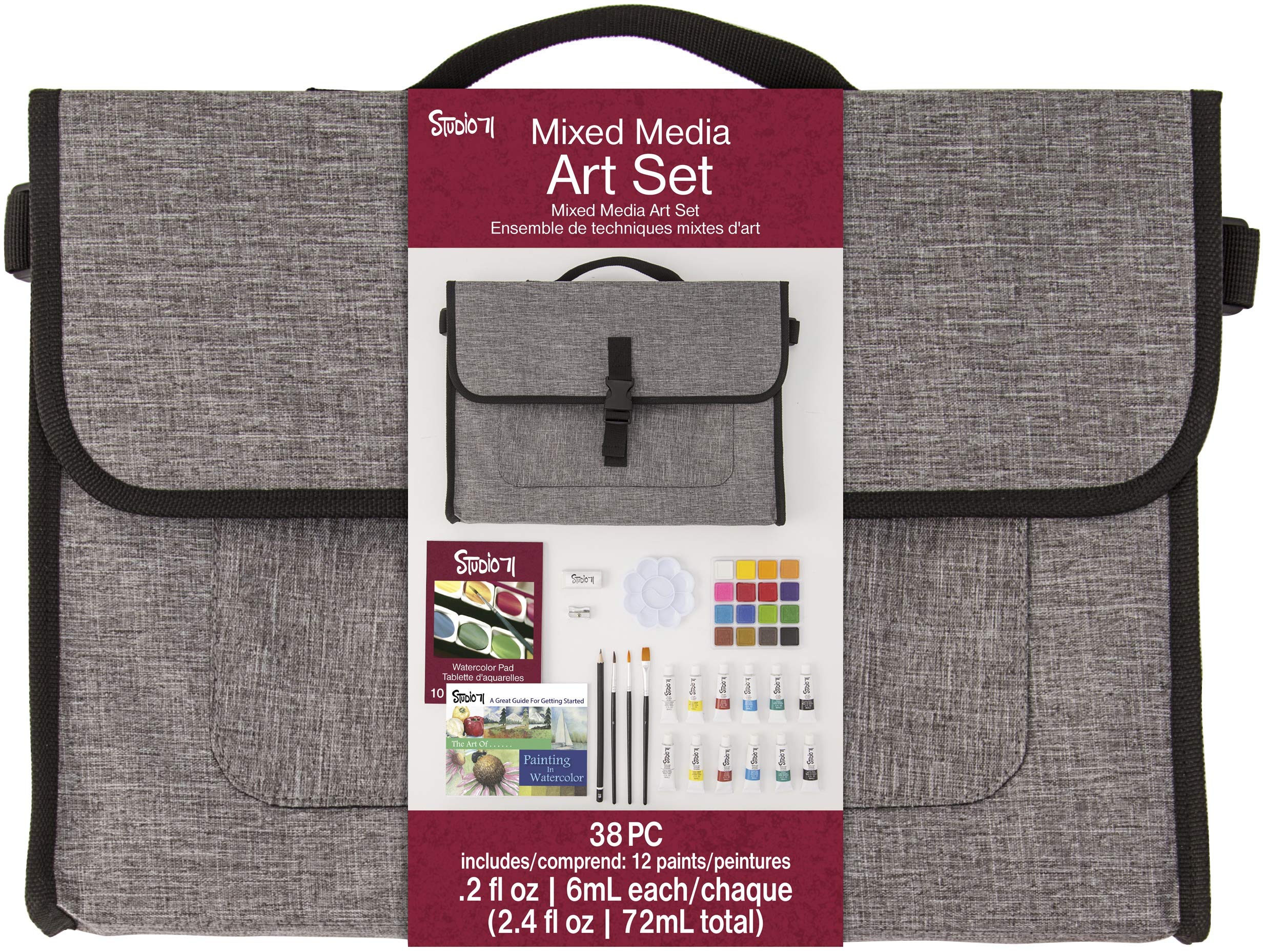 Great2bColorful Mixed Media Messenger Bag, 38 Piece Art Set