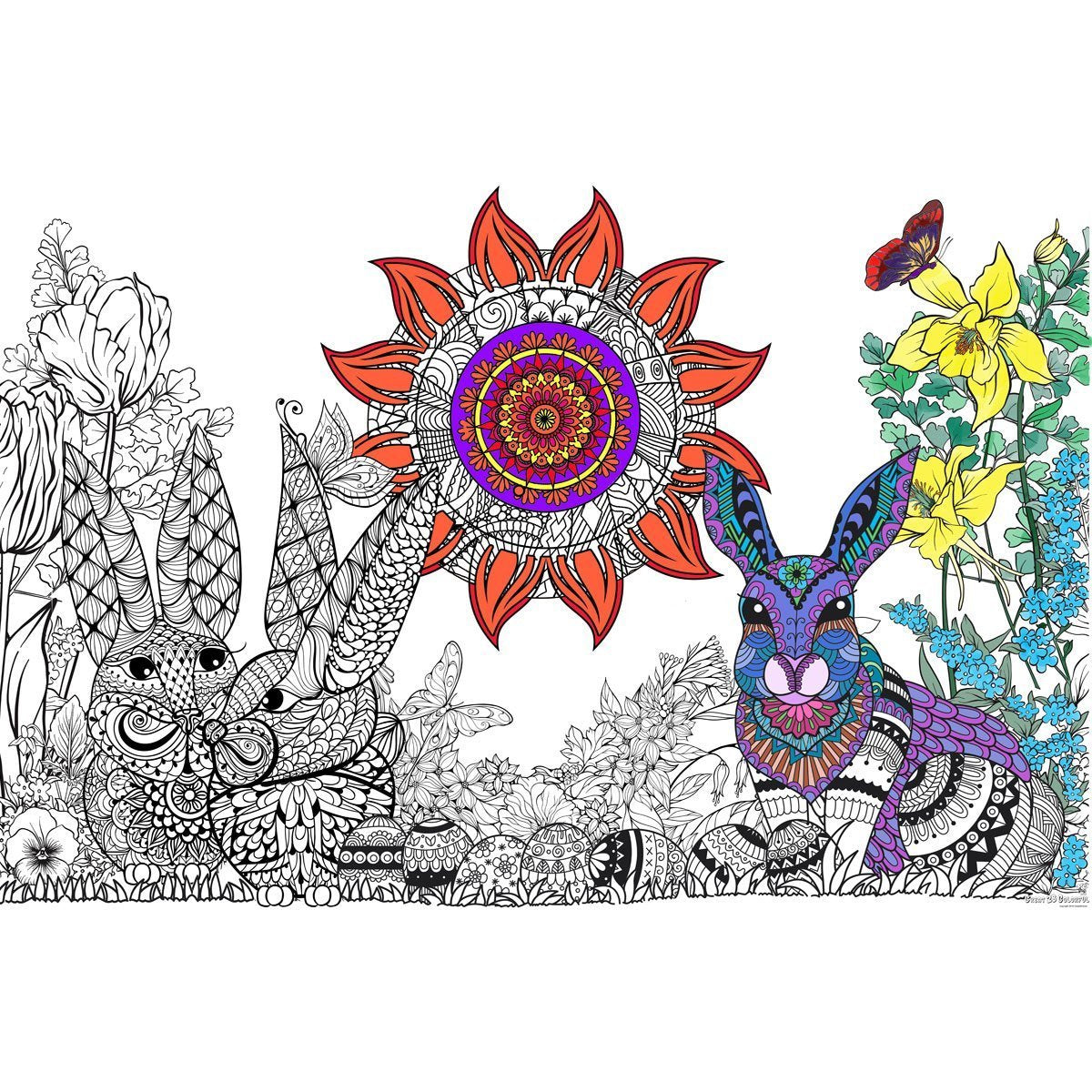Great2bColorful Huge Coloring Posters - Spring Rabbits