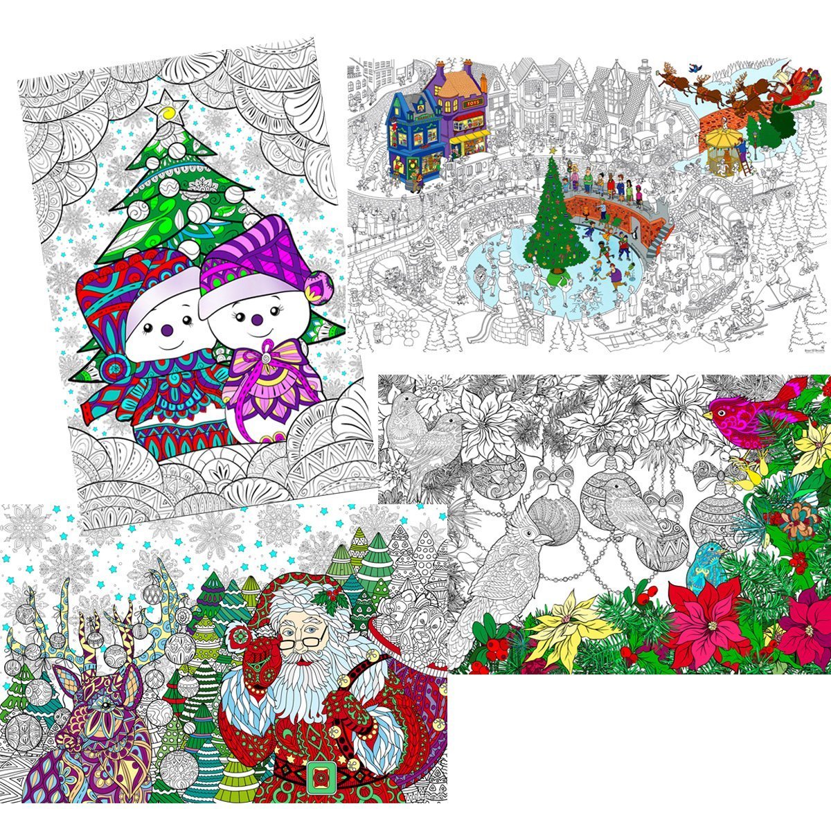 Great2bColorful - 24" x 16" Happy Holidays Huge Coloring Posters 4-Pack
