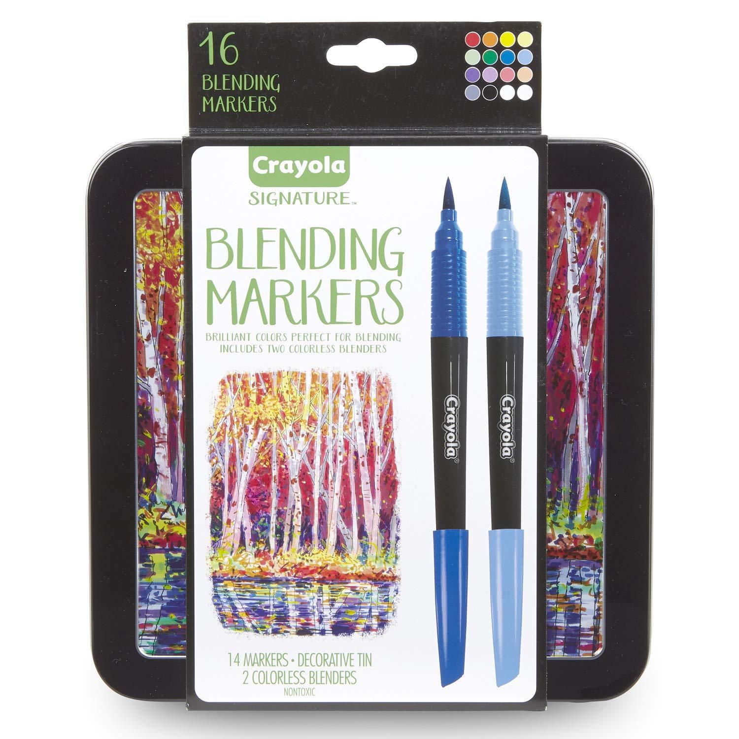 Crayola Signature Blending Markers Set - 14 Colors & 2 Colorless Blending Markers