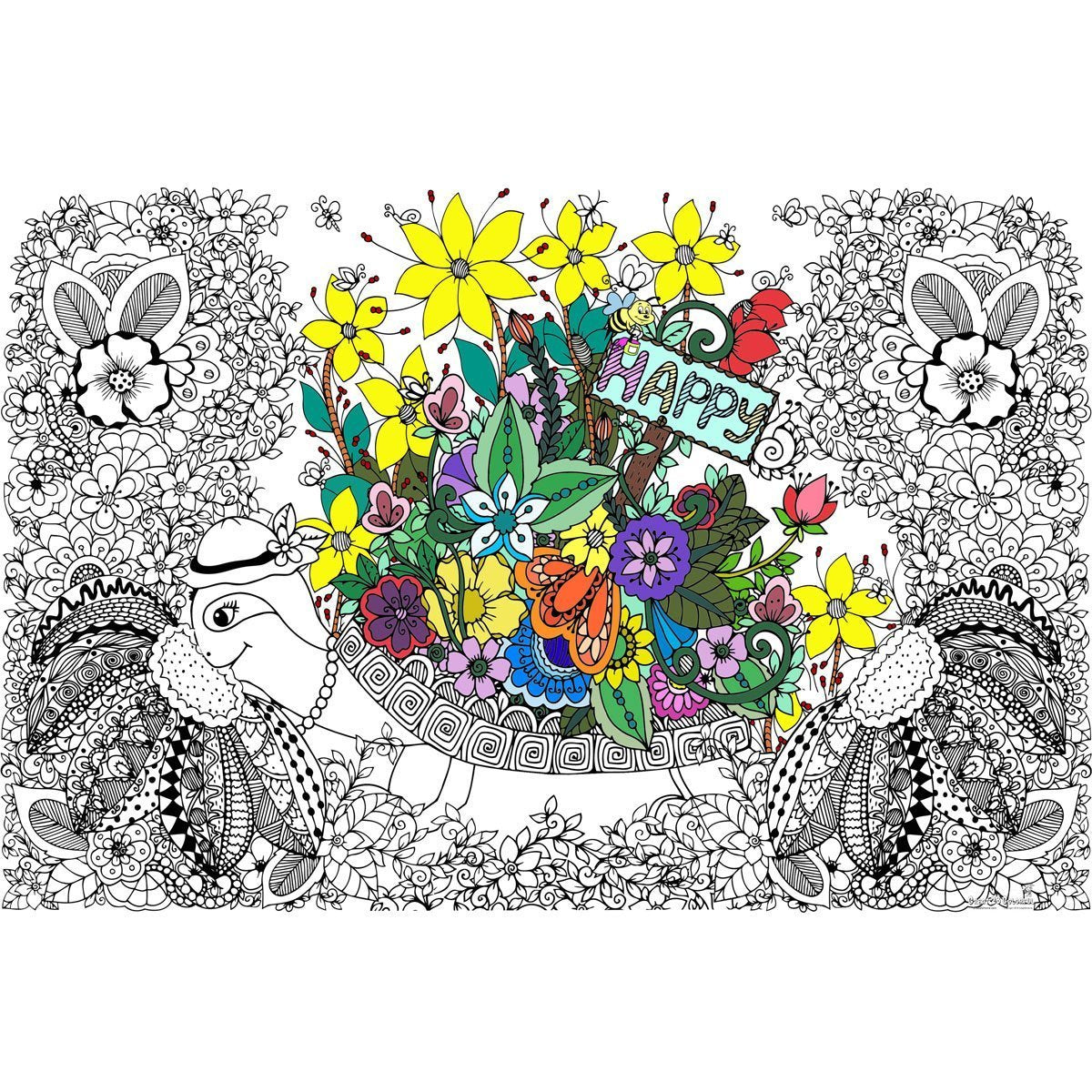 Great2bColorful - Doodle Art Turtle Huge Coloring Posters