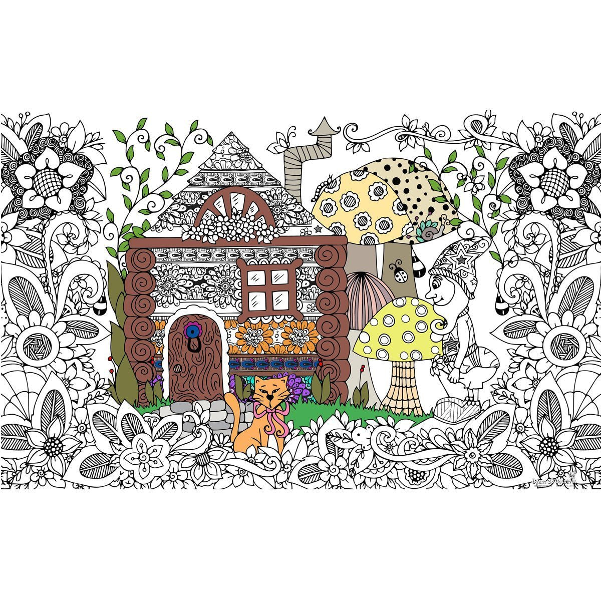 Great2bColorful - Doodle Art Gnome Home Huge Coloring Posters