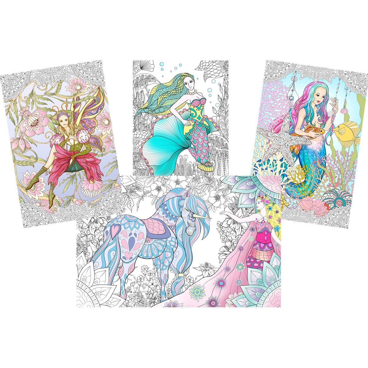 Great2bColorful - 24" x 16" Enchanted, 4-Pack Huge Coloring Posters