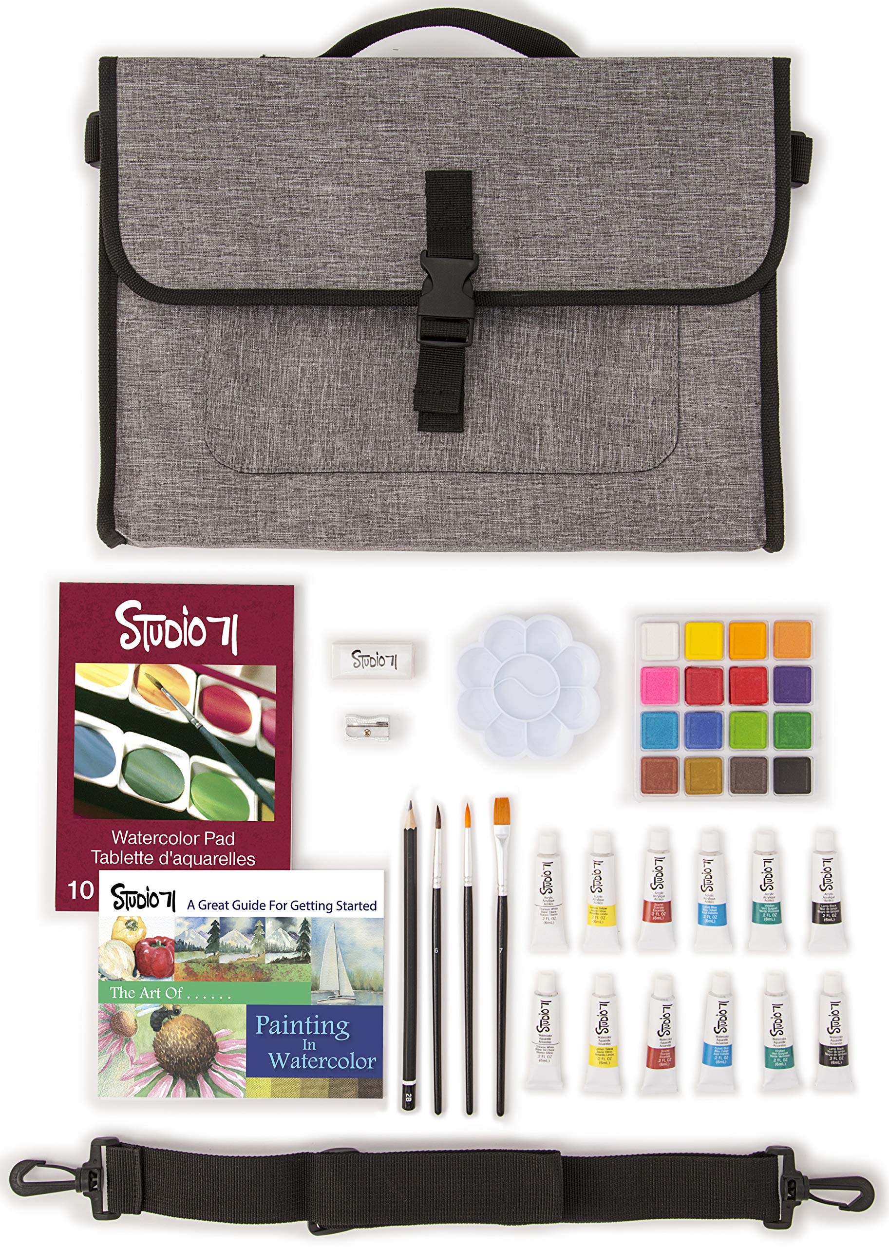 Great2bColorful Mixed Media Messenger Bag, 38 Piece Art Set
