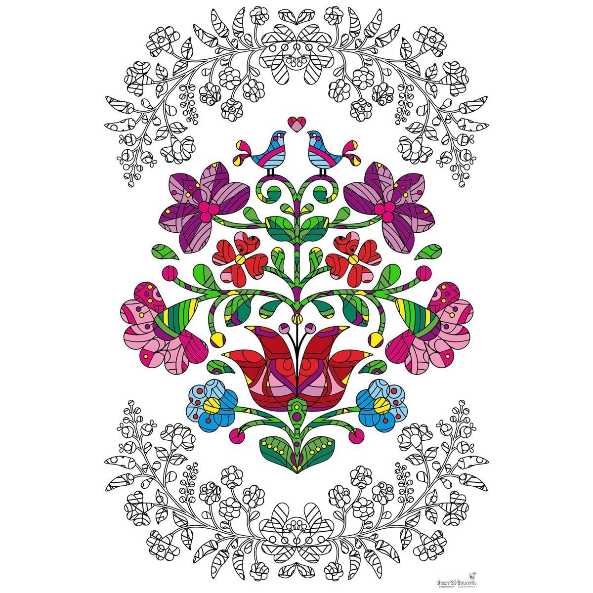 Great2bColorful Huge Coloring Posters - Love Birds