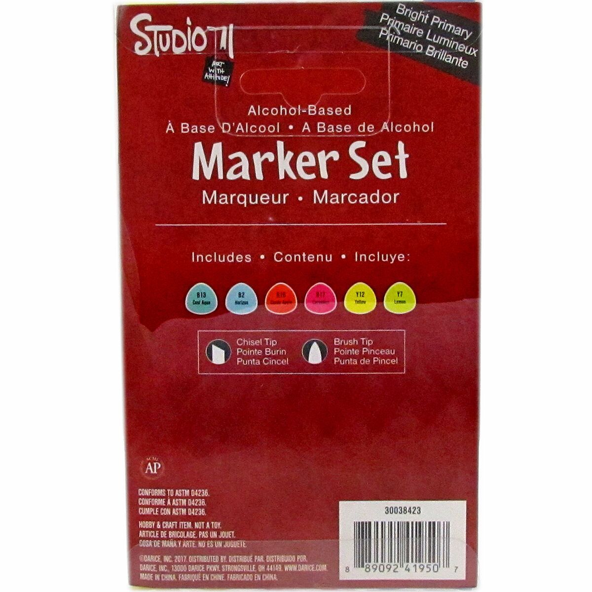 Great2bColorful Dual Tipped Alcohol Set of 6 Markers Bright Primaries