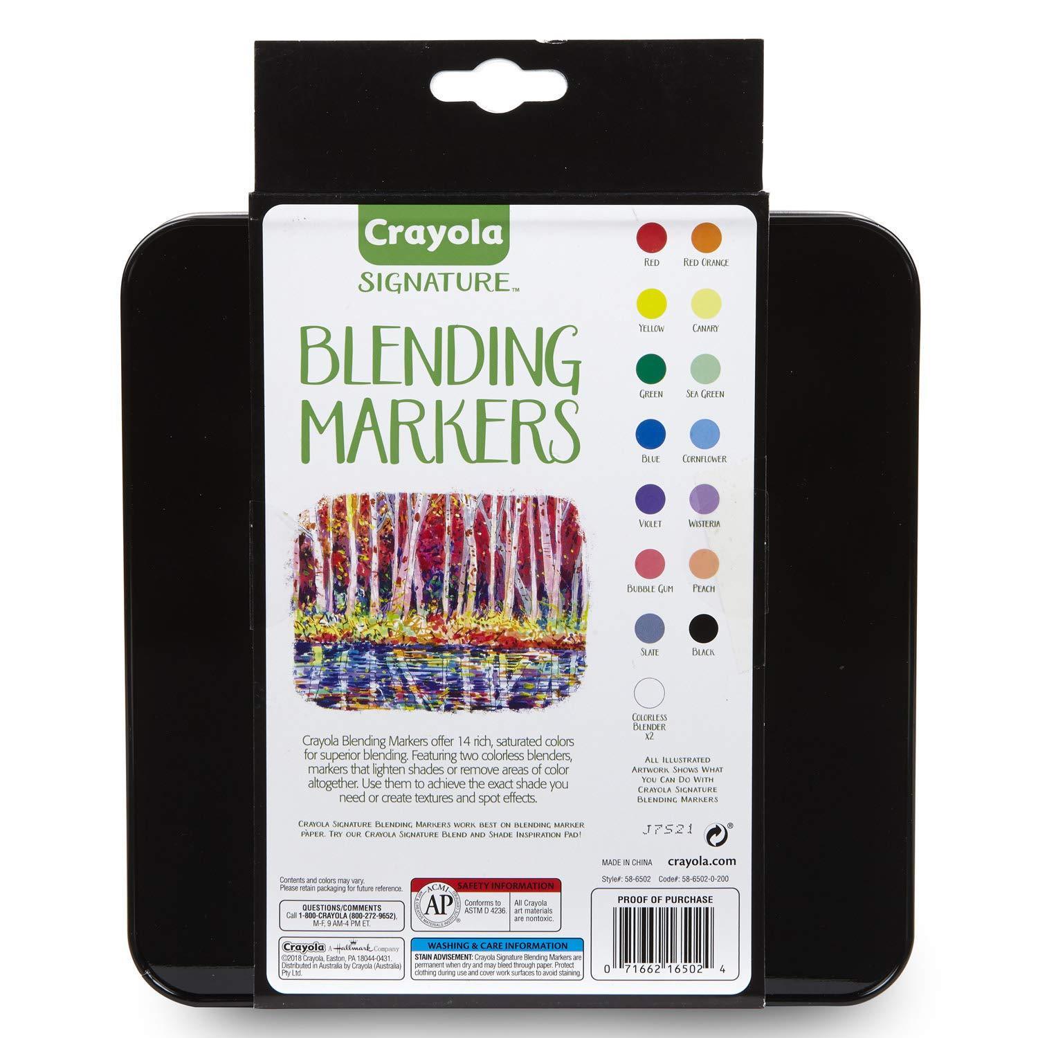 Crayola Signature Blending Markers Set - 14 Colors & 2 Colorless Blending Markers