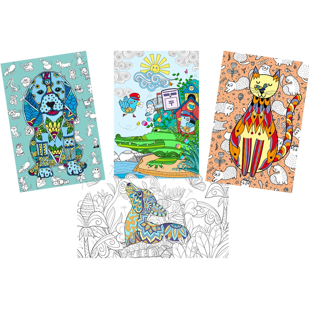 Great2bColorful - 24" x 16" Just For Fun, 4-Pack Huge Coloring Posters
