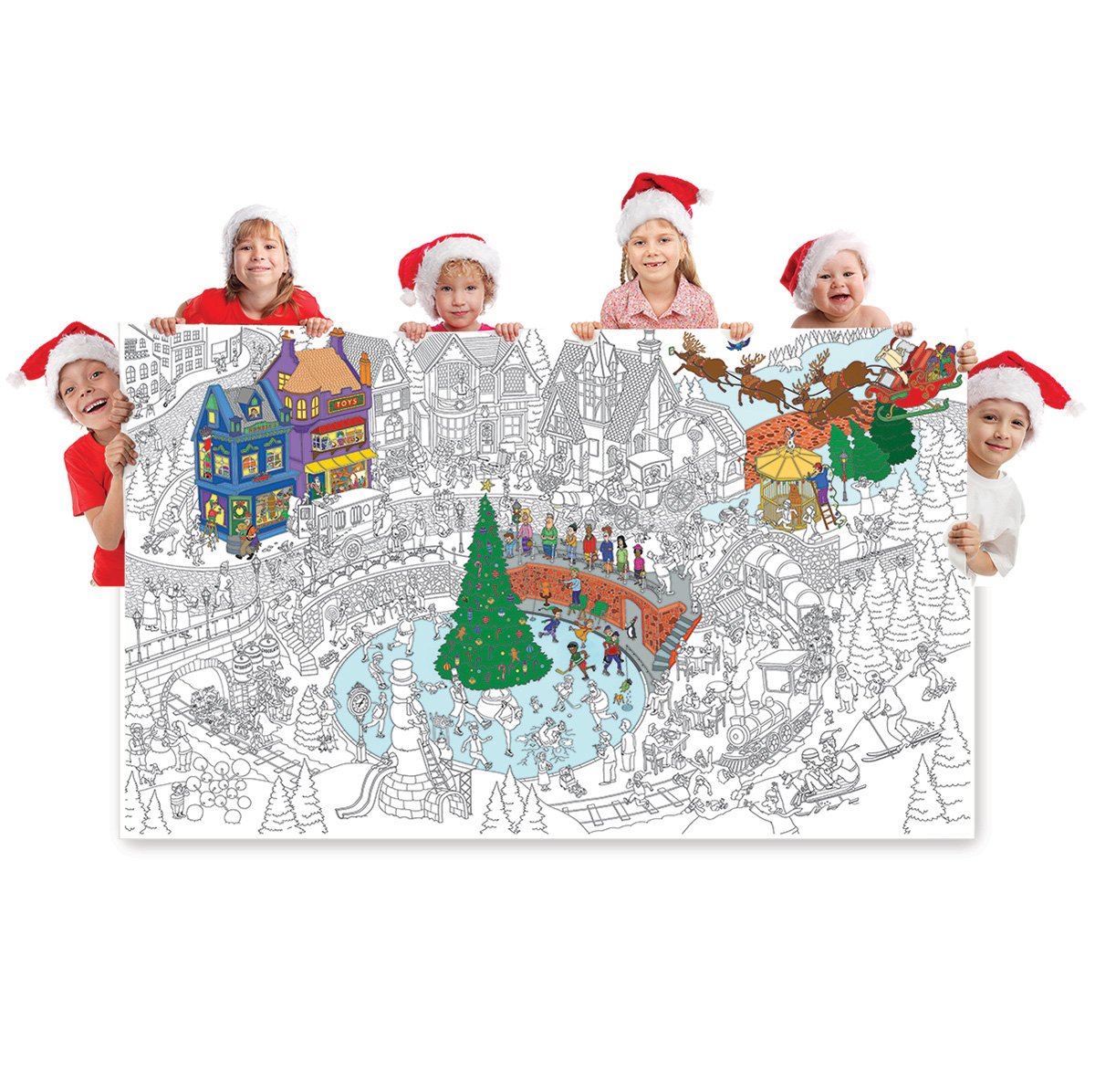 Great2bColorful Huge Coloring Posters - Merry Christmas Village