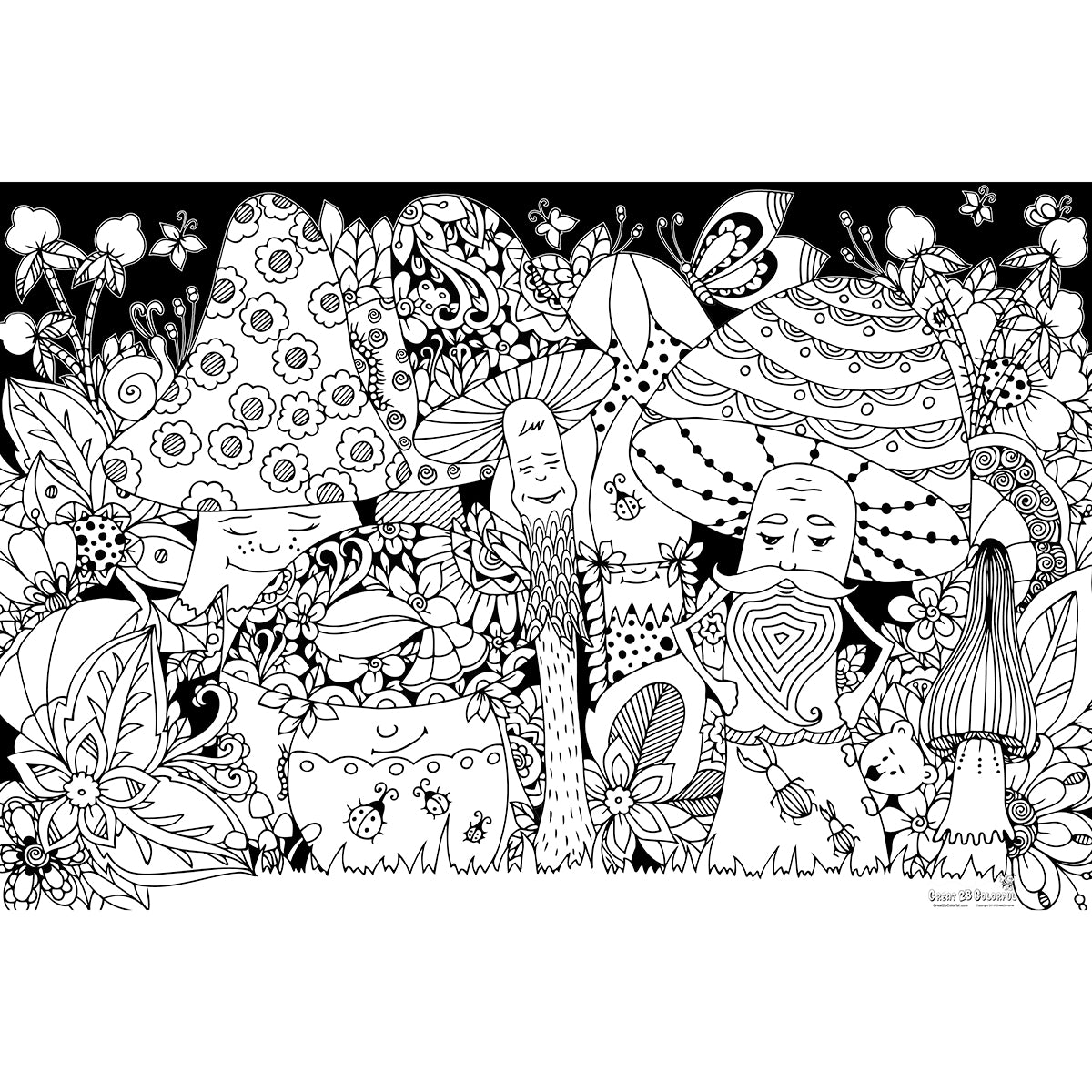 Great2bColorful - Merry Mushrooms Huge Coloring Posters
