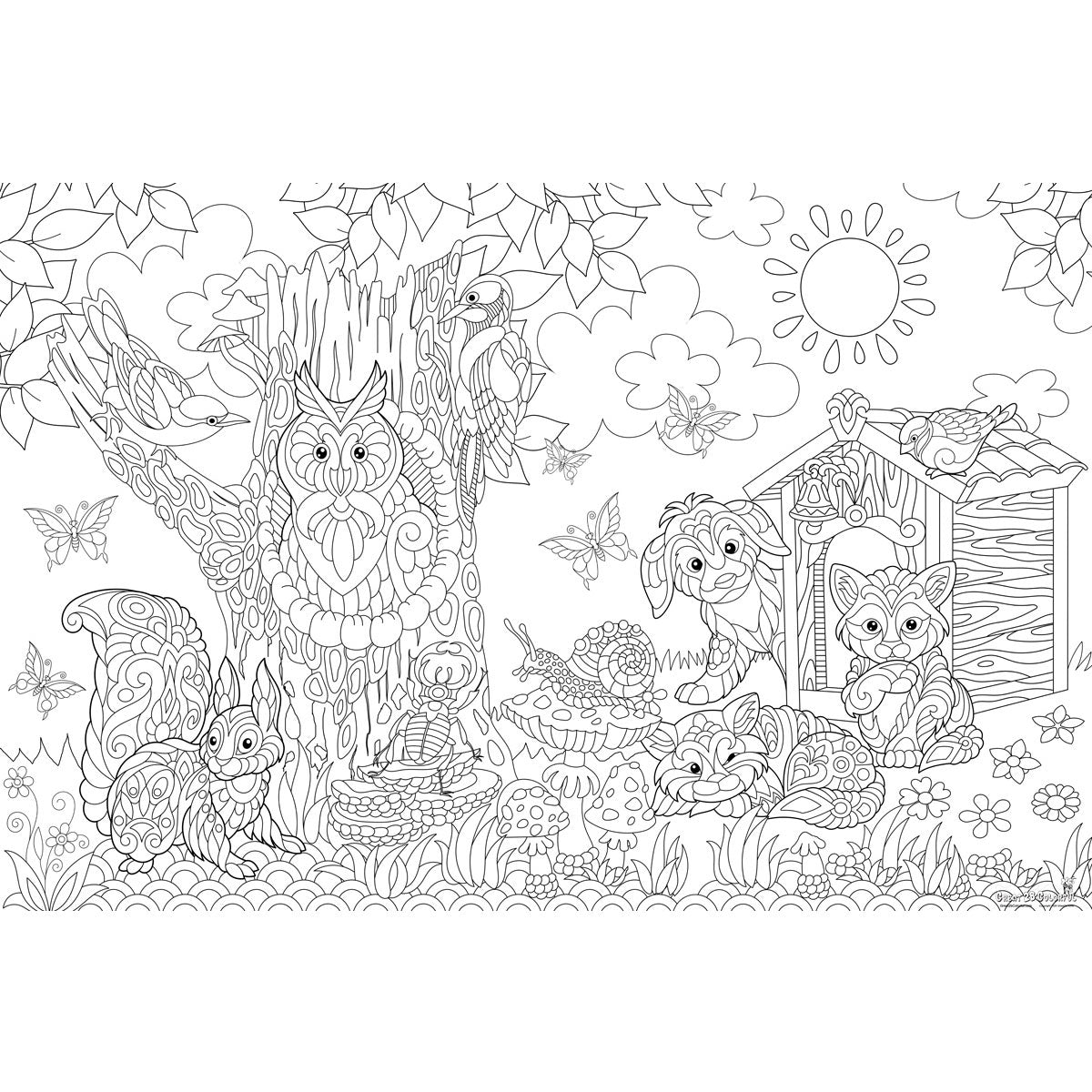Great2bColorful Huge Coloring Posters - Woodland Friends