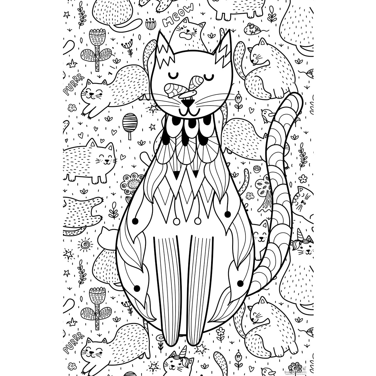 Great2bColorful Huge Coloring Posters - Kitty Cat