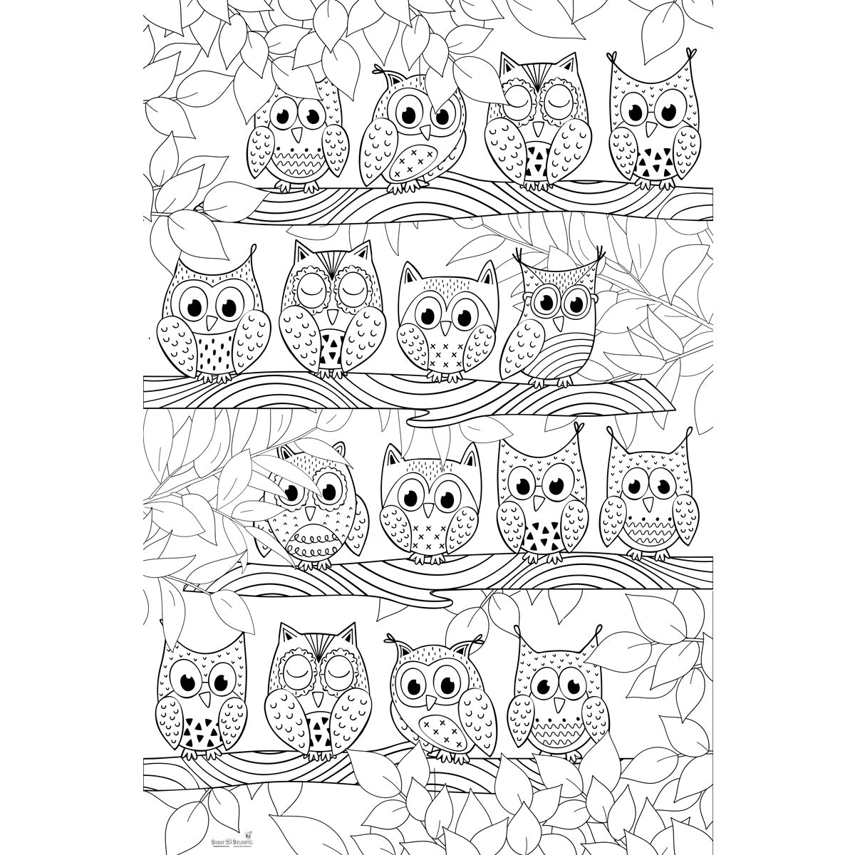 Great2bColorful Huge Coloring Posters - Hootie Owls