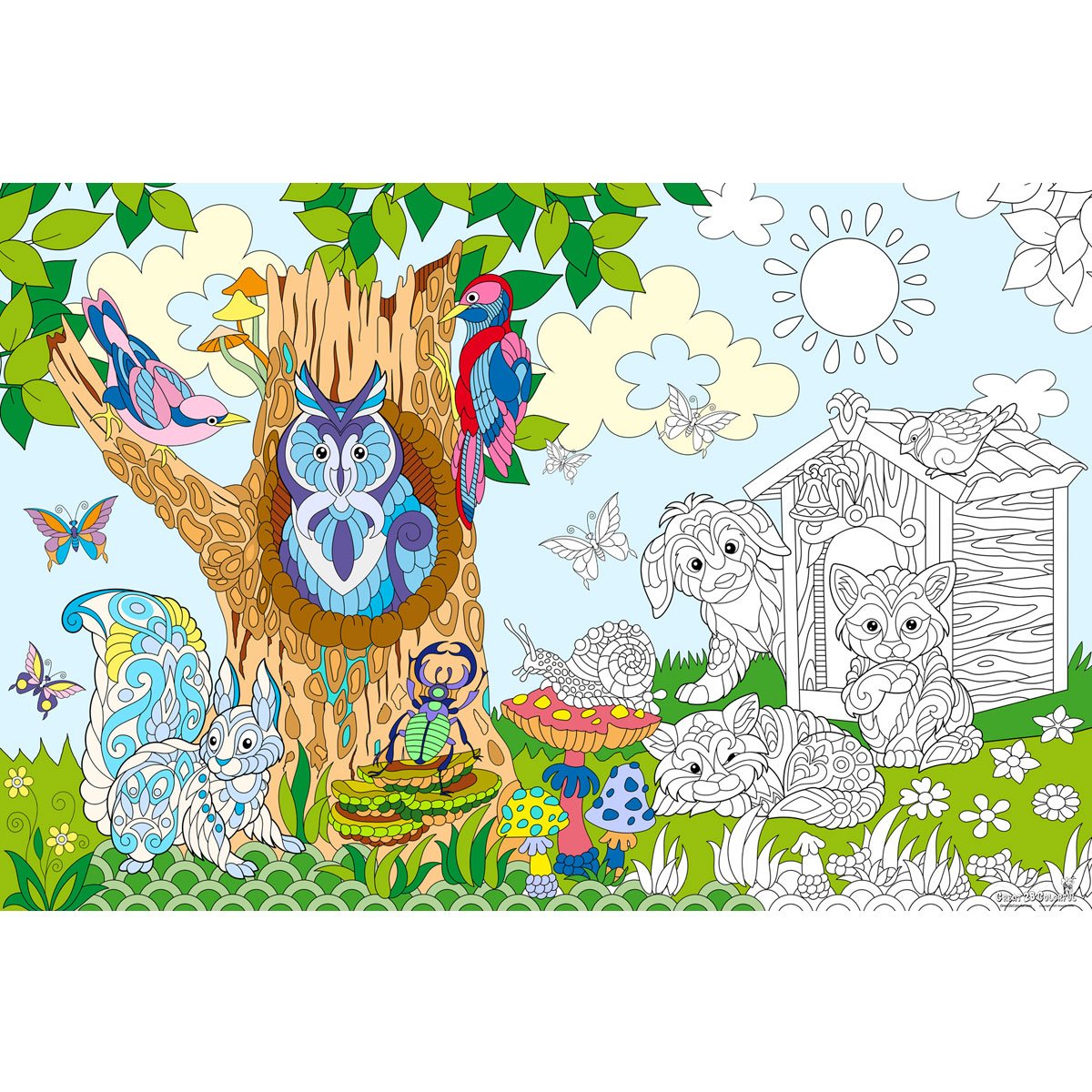 Great2bColorful Huge Coloring Posters - Woodland Friends