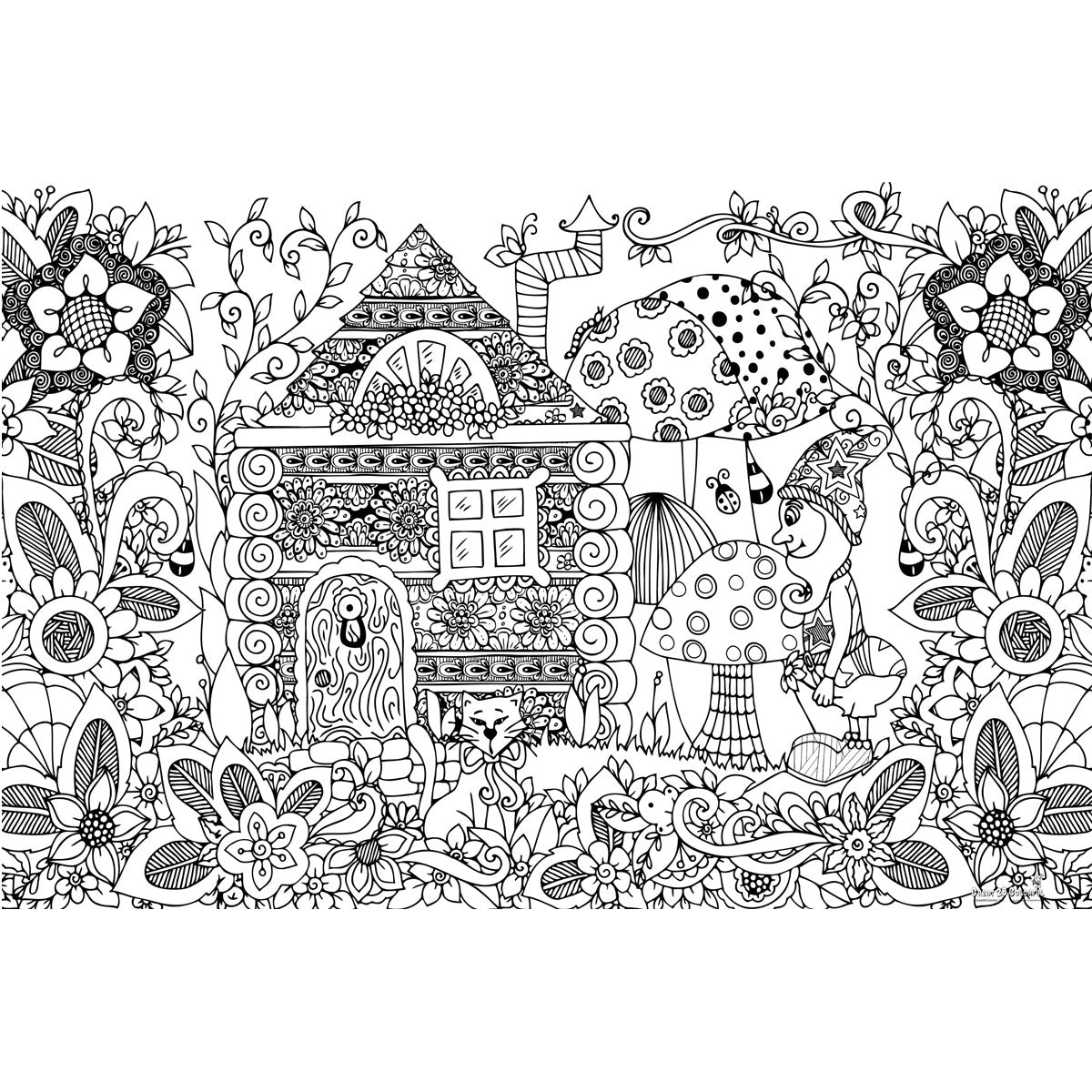 Great2bColorful - Doodle Art Gnome Home Huge Coloring Posters
