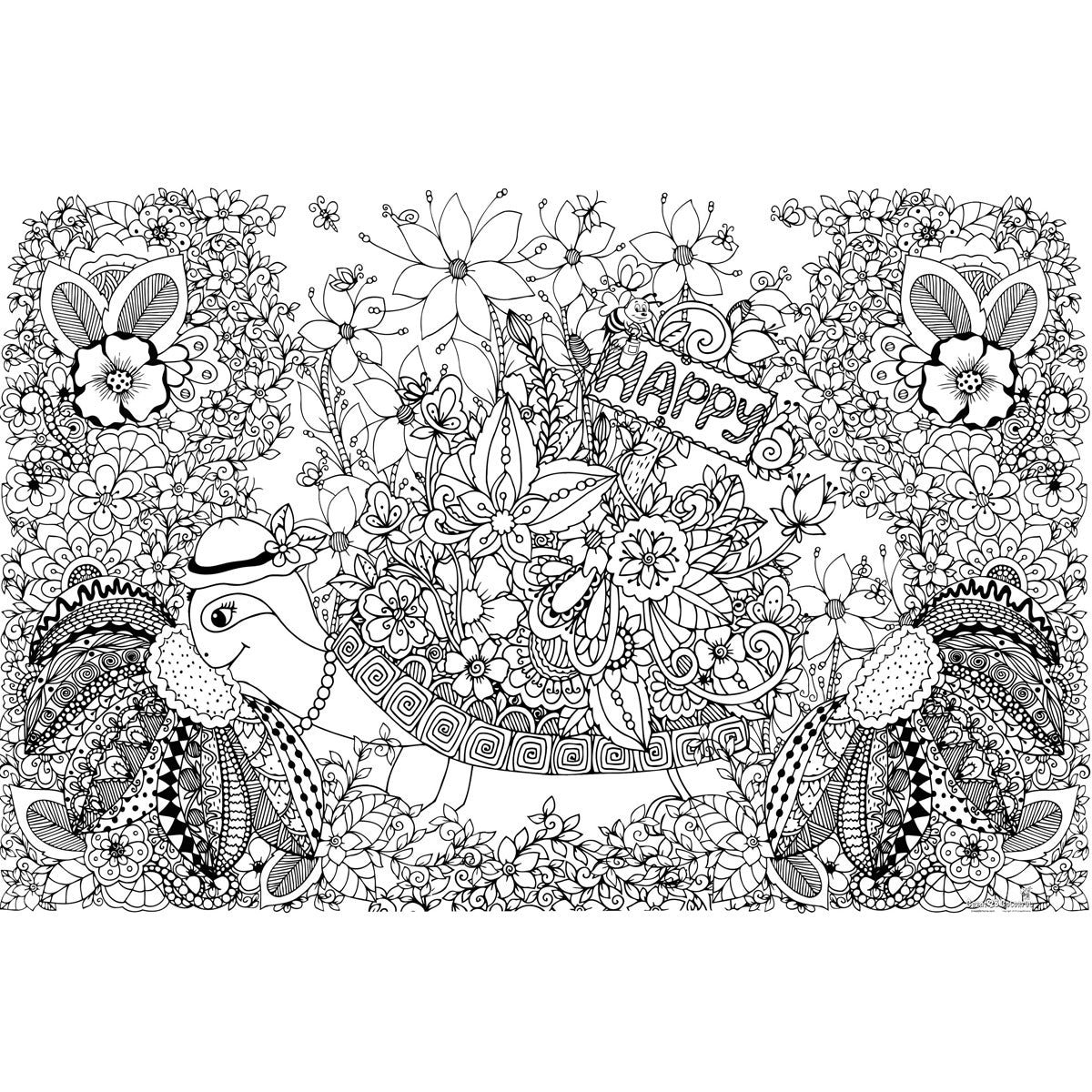 Great2bColorful - Doodle Art Turtle Huge Coloring Posters