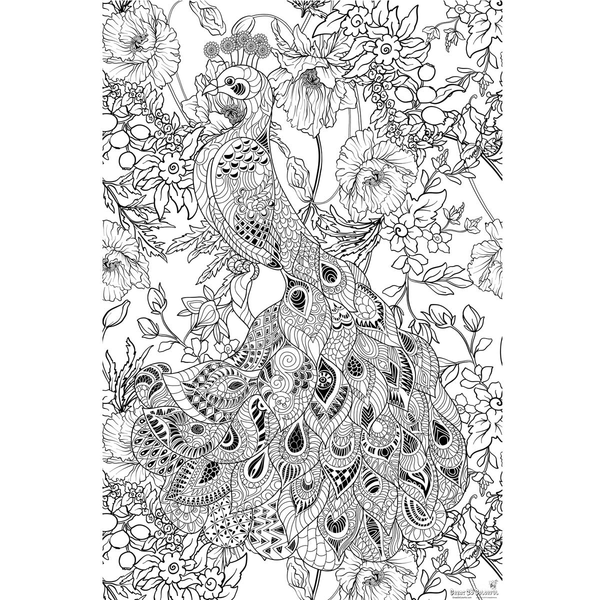 Great2bColorful  - Polish Peacock Huge Coloring Posters