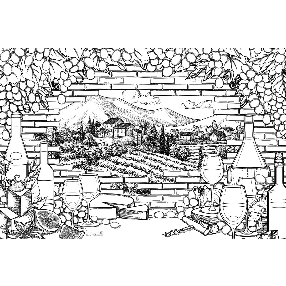 Great2bColorful - Wine Country Huge Coloring Posters