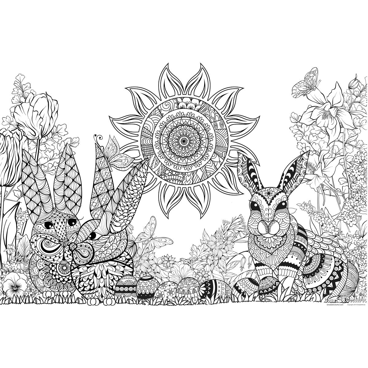 Great2bColorful Huge Coloring Posters - Spring Rabbits
