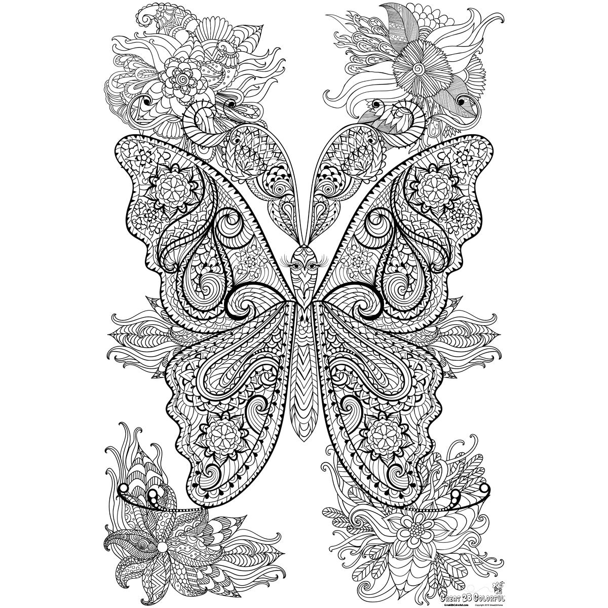 Great2bColorful - Beautiful Butterfly Huge Coloring Posters
