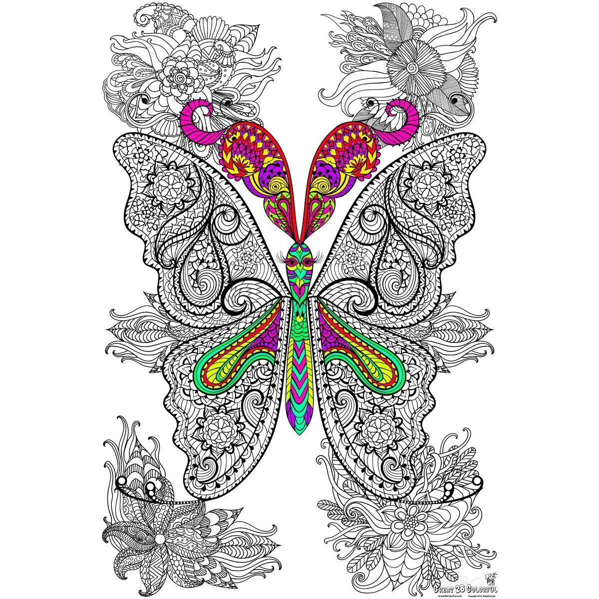 Great2bColorful - Beautiful Butterfly Huge Coloring Posters