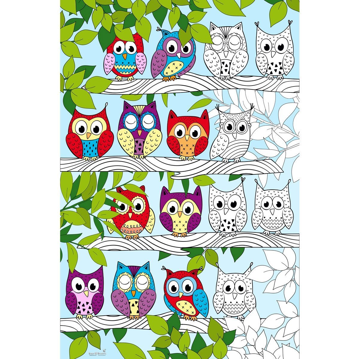 Great2bColorful Huge Coloring Posters - Hootie Owls