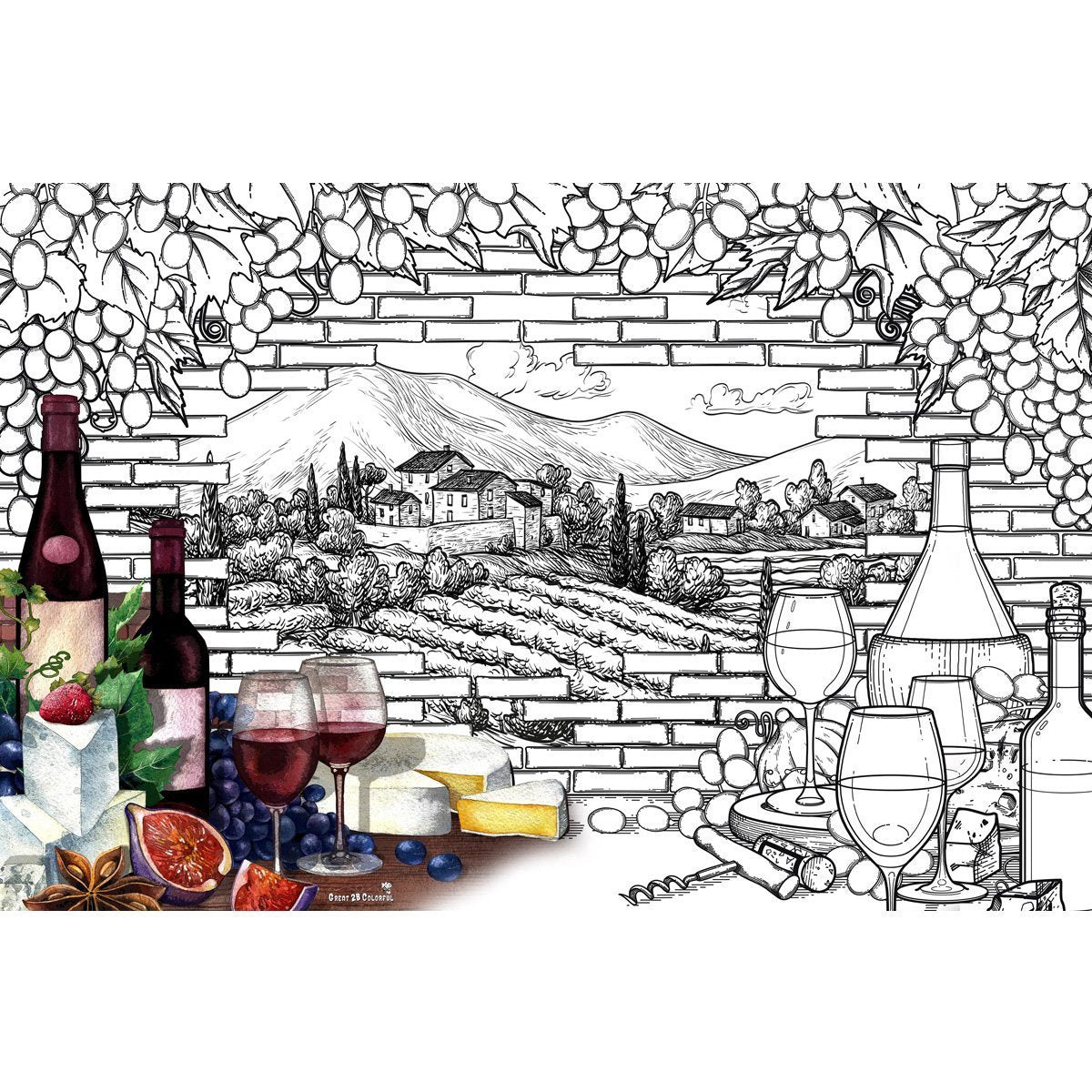 Great2bColorful - Wine Country Huge Coloring Posters