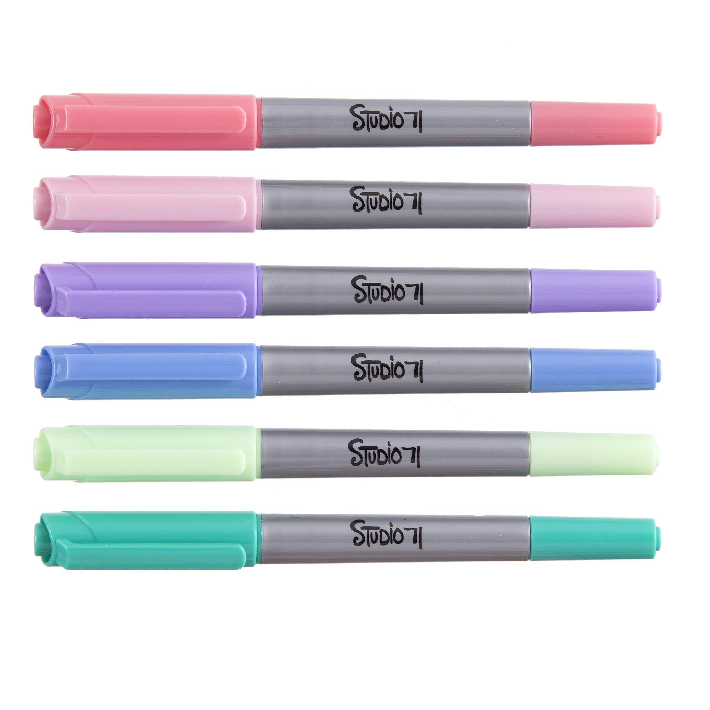 Great2bColorful Dual-Tip Permanent Pastel Markers, 6 Piece Marker Set