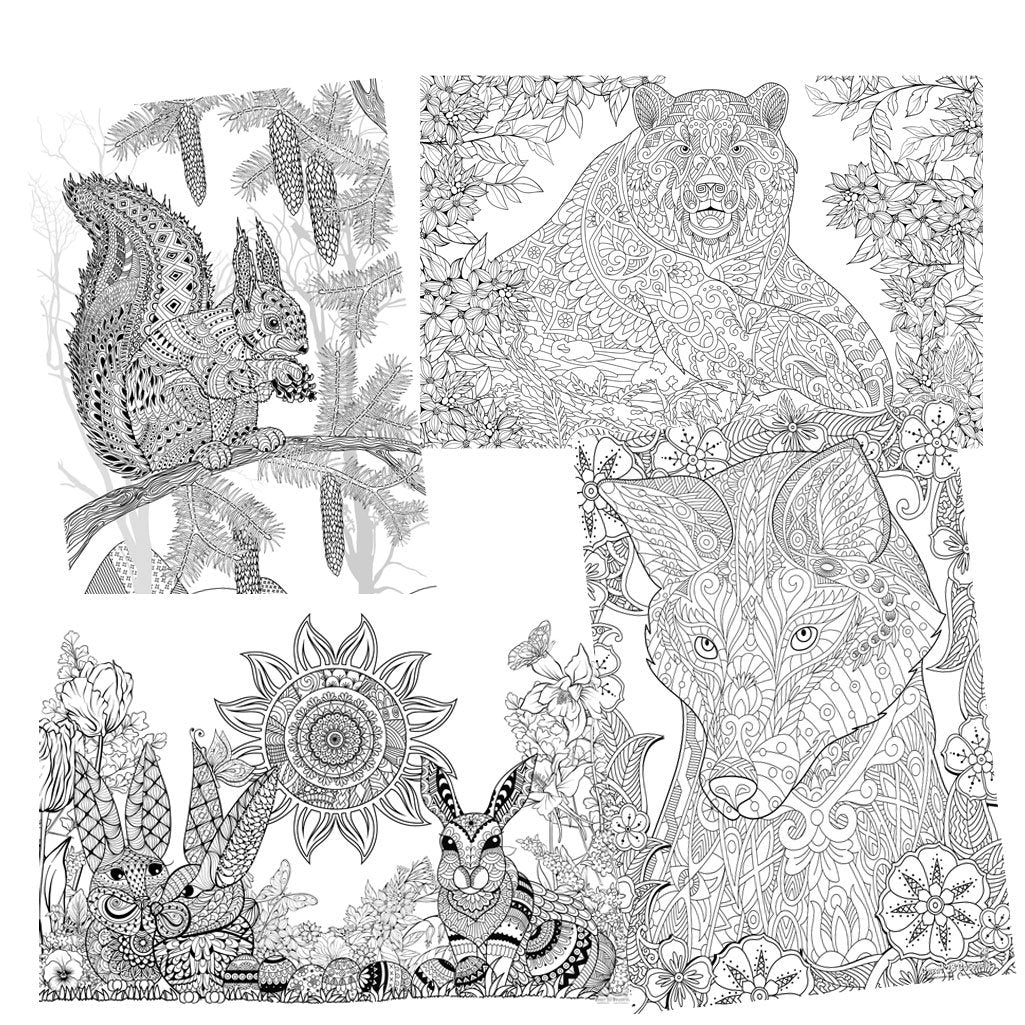 Great2bColorful - 24" x 16" Walk In The Woods 4-Pack Huge Coloring Posters